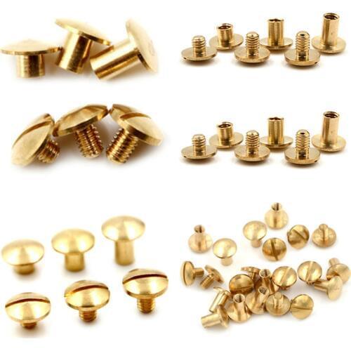 10pcs 4 6 8mm Round Head Button Screw In Button Studs For Bag Belt Leathercraft Durable Leather Solid Brass Belt Bag Rivet