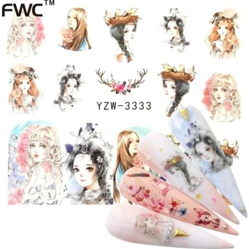 ZKO 2021 New Arrival 1 PC Nail Art Flower Fairy Flower Water Design Tattoos Nail Sticker Decals for Beauty Manicure Tools