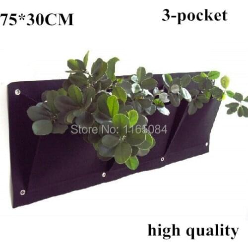 3 Pockets Vertical Garden Planter Wall-mounted Polyester Home Gardening Flower Planting Bags Indoor Wall Planter75*30cm 400g/m2