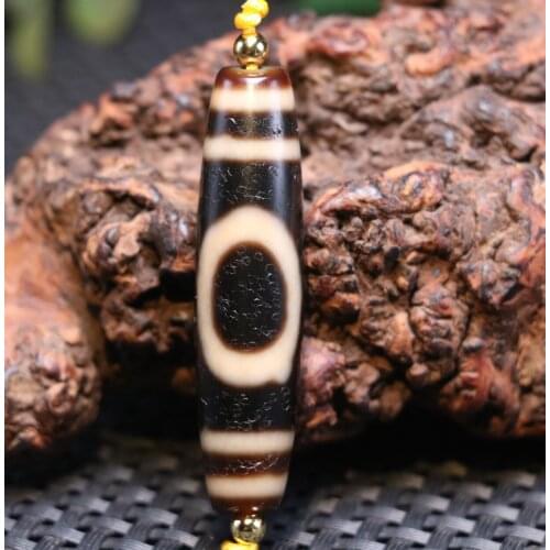 3A Energy Tibetan old Agate Ivory Color Harmonious Heaven&Earth dZi Bead Totem Amulet Pendant Amulet LKbrother Top Quality