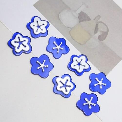 6pcs Japanese Showa hit color niche blue Flower Earrings For Women acrylic Pendant diy handmade jewelry earrings accessories