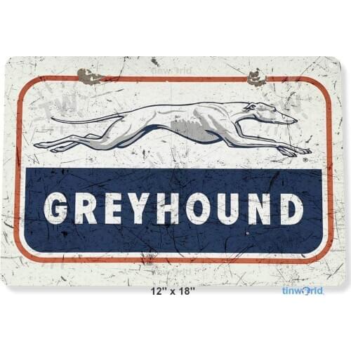Greyhound Bus Stop Depot Station A855 Retro Metal Tin Sign Plaque Poster Wall Decor Art Shabby Chic Gift
