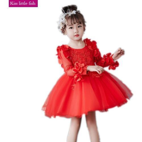 Free shipping Cheap Long sleeve Short flower girl dresses Vestido de daminha Vestido infantil festa