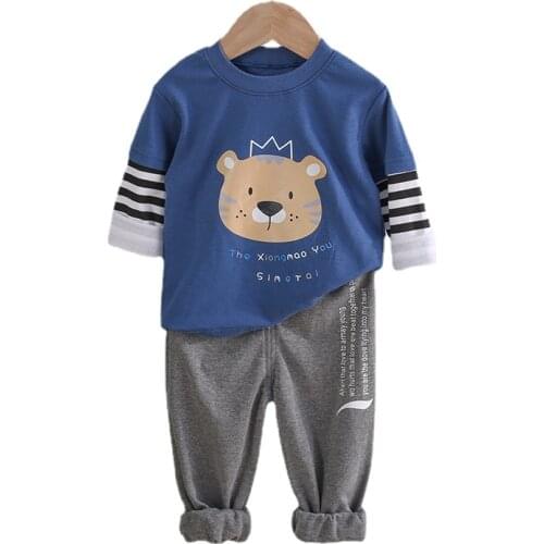 Childrens Clothes 2021 Autumn Winter Boys and Girls Long-sleeved O-neck Clothes 2-6 Years Old Baby T-shirts and Pants Sets