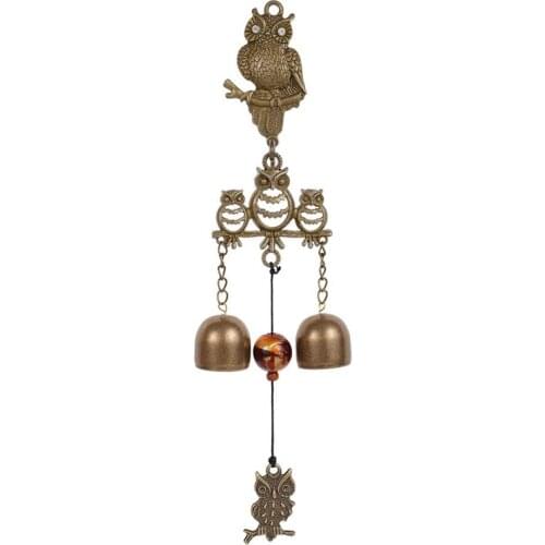 Owl Doorbells,Magnetic Suction Metal Wall Mounted Rustic Doorbell Garden Hanging Owl Bells Indoor Outdoor Decoration