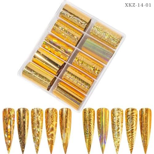 Snakeskin Marble Sticker Set Gold and silver Nail Foils Transfer Wraps Nail Art Decoration Star transfer paper 10Rolls/Bottle