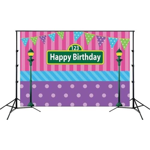 Sesame Street Theme Birthday Party Backdrops Bunting Dots Stripes Background Banners Photo Studio Background Poster Decorations