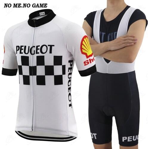 Summer men road cycling jersey set short sleeve white bicycle racing clothing GEL Breathable Pad black bib shorts