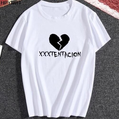 Torn heart Tentacion Printed T Shirt Women Summer Casual Tshirts Tees Harajuku Korean Graphic Tops Female T-shirts Cothing