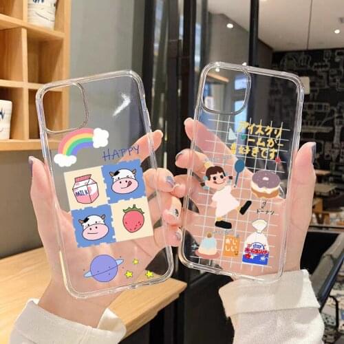 GYKZ Cute Rainbow Girl Clear Phone Case For iPhone 11 Pro 12 XS MAX X SE 2020 X XR 7 8 6 Plus Animal Print Soft TPU Cover Fundas