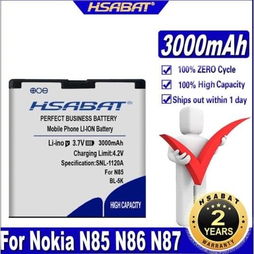 HSABAT 3000mAh BL-5K Battery for Nokia N85 N86 N87 8MP 701 X7 C7 C7-00 C7 X7-00 2610S T7