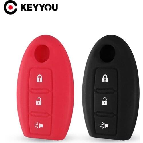 KEYYOU For Nissan Qashqai Skyline Juke Alissa x-trail Keyless 3 Button Remote Cover Silicone Rubber Car Key Fob Cover Case Shell