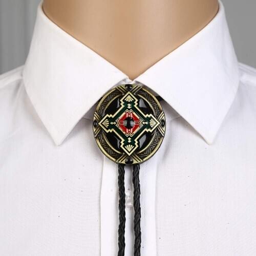 Classis Cross copper oval shape Bolo tie for woman women Handmade Western Art Indian Alloy Necktie silvr star Pentagram