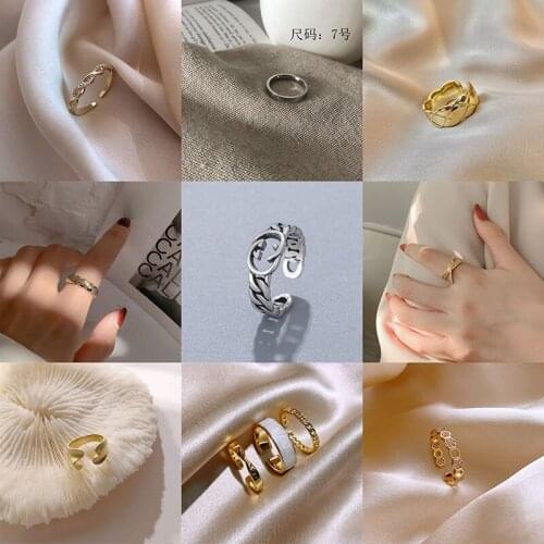Simple Korean Style Ring Female Personality Jewelry Metal Ring Light Luxury Jewelry Whole Sale Couple Wedding Rings Wedding