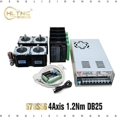 CNC Router Kit 4 Axis,4pcs 1.2N Nema23 stepper motor and TB6600 driver+1 pc MACH3 DB25 interface board+ 1 power supply 24v 15A