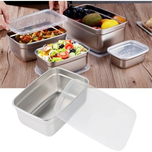 4Pcs Stainless Steel Food Containers with Leakproof Lids Rectangle Food Storage Box