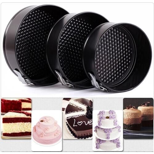 3pcs/set Round Shape Cake Baking Pans Bakeware set Non-stick Carbon Stainless steel Removable Bottom Baking Form Tray Cake Decor
