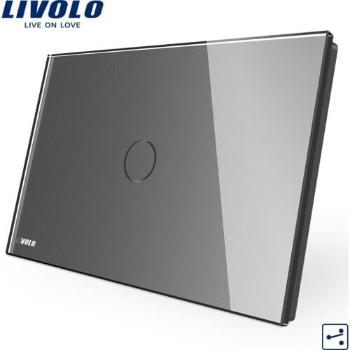 Livolo AU US C9 Standard Touch Switch, Grey Crystal Glass Panel,2ways Touch Control Light Switch,cross remote wireless control