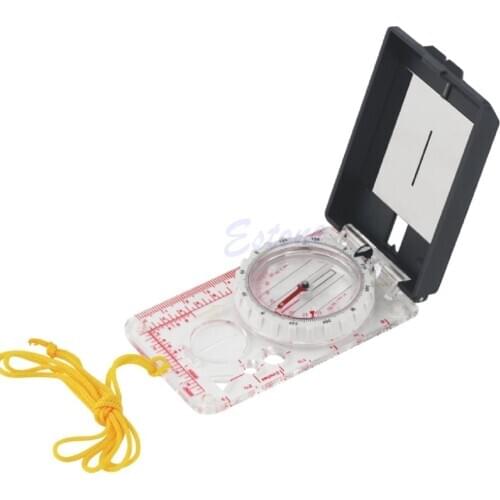 Mini Ruler Map Scale Mirror Navigation Compass Scouts Outdoor Camping Survival Kits