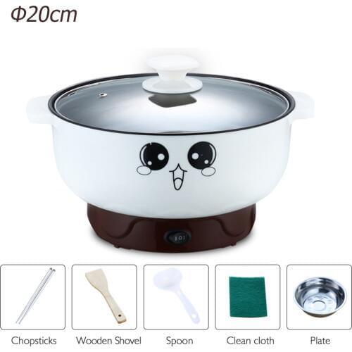 Multifunction electric Skillet Stainless Steel Hot pot noodles rice Cooker Steamed egg Soup pot MINI heating pan Cooking rice