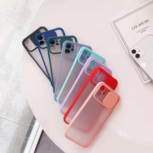Soft Silicone Frosted Back Cover For iPhone 12 Pro MAX 11Pro XS MAX 7 8 Plus CASE Slide Camera Lens Protection Transparent Case