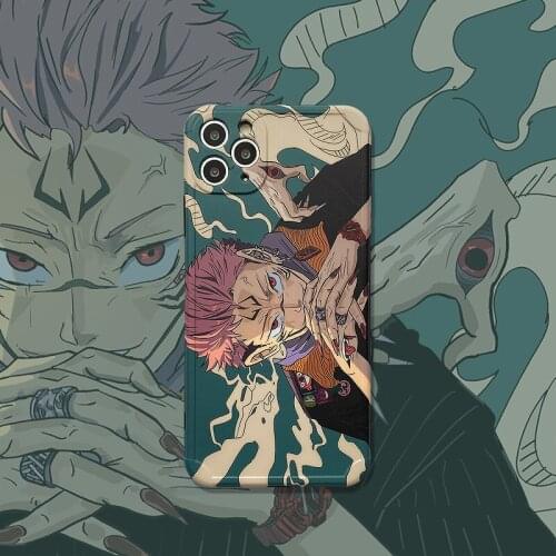 Agrotera Soft TPU Case Cover Compatible with iPhone 7 8 Plus X XS XR 11 Pro Max SE 2020 12 Cartoon Jujutsu Kaisen Ryomen Sukuna
