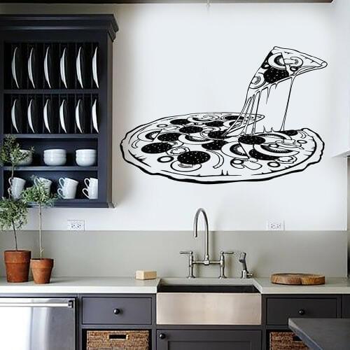 Pizza Wall Decal Pizzeria Italian Restaurant Food Stickers Mural Vinyl Home Decor Kitchen Dining Room Window Door Logo Sign Z744