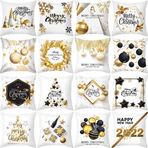 Christmas Cushion Cover Merry Christmas Decorations for Home Christmas Ornament 2021 Navidad Noel Xmas Gifts Happy New Year 202