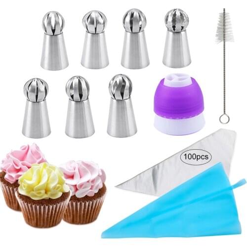 Stainless steel pastry socket Nozzles Pastry Flower Silicone Pastry Bag Cream Nozzles pop cake Cupcake Cake Decorating Tools