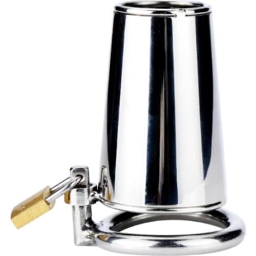 Stainless Steel Lock Mens Metal Chastity Device Lock Cage Male Bucket Type Chastity Sex Toys Sex Toy Cock Ring