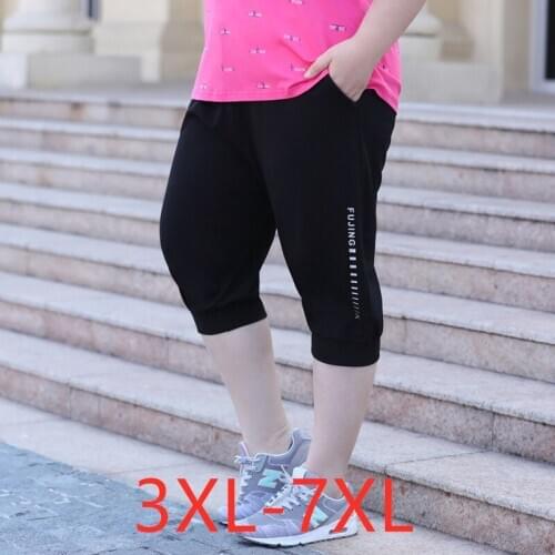 New 2021 Korea summer plus size sports shorts for women large loose casual black letter pocket cotton shorts 3XL 4XL 5XL 6XL 7XL