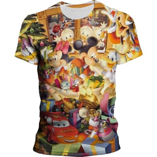 New Disney 3D Print Mickey Mouse Men T shirt Minnie cartoon Tops Cute kawaii Summer casual oversized Women Children T-shirts