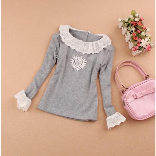 2019 Autumn kids clothes girls blouse children clothing school girl blouse lace collor 100% cotton child shirt age 2-16Y