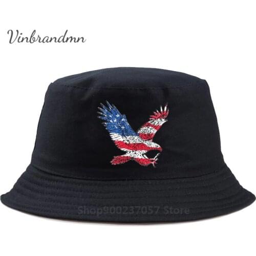 New USA Flag Fisherman Hat Eagle 3D Print Striped American Flag Summer Cool Hip hop Panama Bucket Hat