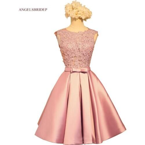 ANGELSBRIDEP Sheer neck Short Homecoming Dresses Applique Sash Vestidos de festa Special Occasion Junior Graduation Gowns