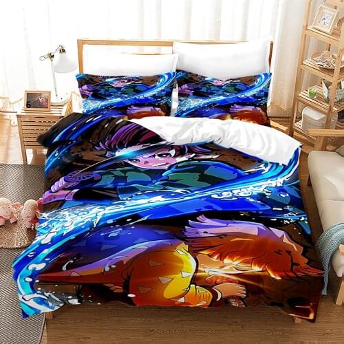 Demon Slayer Bedding Set Single Twin Full Queen King Size Demon Slayer Bed Set Children Kid Bedroom Duvetcover Sets 3D Print 001