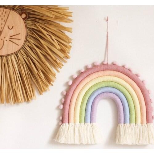 Rainbow Hanging Ornament DIY Rope Handmade Woven Tapestry Nursery Baby Girls Bedroom Wall Decor Toys Living Room Home Decoration