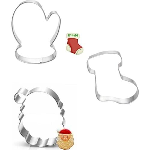 3pcs Christmas Cookie Cutter Toy Fruit Vegetable Biscuit Cutters Tools Cake Mold Bakery Kitchen Gadgets Sale Stainless Steel