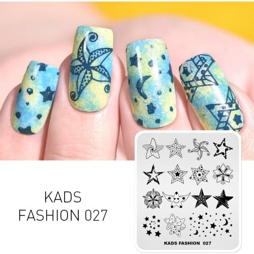 KADS Nail Art Template Fashion 027 All Kinds of Stars Design Image Template Nail Stamp Templates Plate Stamping Nail Art
