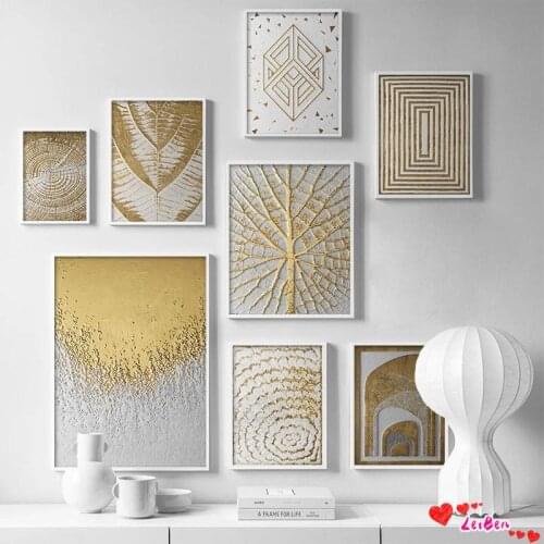 Nordic Abstract Gold Leaf Branches Poster Geometric Luxury Canvas Painting Modern for Living Room Home Decor Wall Art Pictures