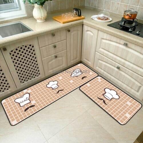 Modern Minimalist Small Lattice Chef Hat Kitchen Mat Combination Entry Mat Bedroom Long Bedside Blanket
