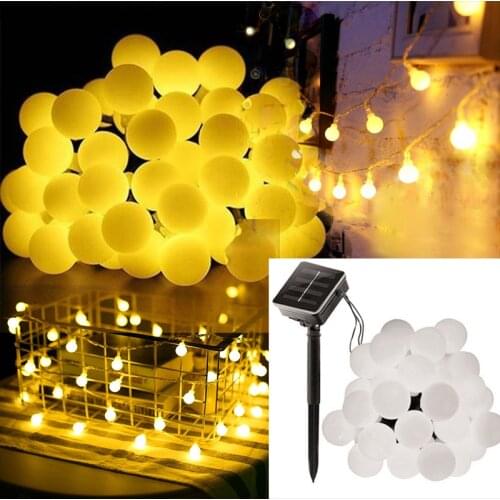 Solar LED Ball Garland Sunlight Christmas Fairy Lights Waterproof Outdoor Lamp Holiday Wedding Party LedLights Garden Decoration