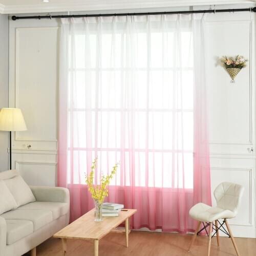 One Panels Sheer Curtains Pink Modern Curtain Designs Printed Solid Bedroom Polyester Cotton Material Kitchen Tulle Curtains