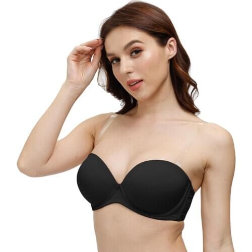 YANDW Strapless Bras For Women Sexy Lingerie Padded Push Up Bra Underwire Plunge For Small Big Breast Cups