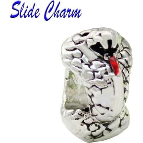Women Fashion Jewelry, DIY Animal Charm, Cobra Amulet Beads with Red Tongue Fit Pandora bracelet necklace