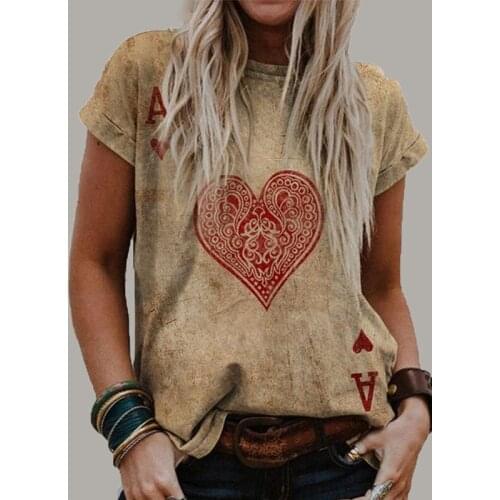 Woman tshirts Beauty dress mountain scenery T-Shirt playing card shirts women tops for women printing Casual Short Sleeve egirl