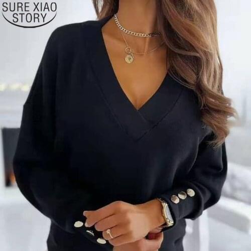 Knitted Tops Jumper Office Lady New 2021 Sweater Pullover Women Spring Autumn V-neck Sweaters Loose Casual Female Sweater 12827