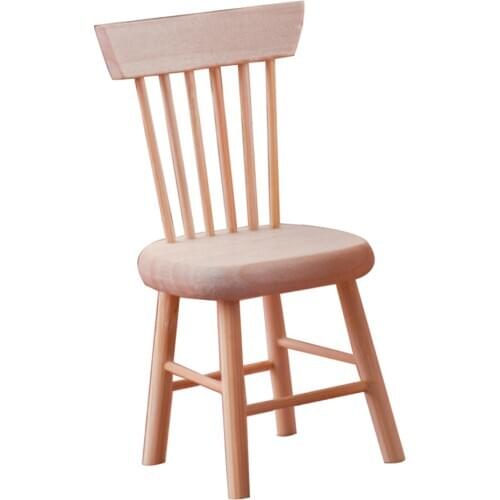 1/12 Dollhouse Miniatures Furniture Unpainted Mini Chair Model for Dolls Room DIY Accessories