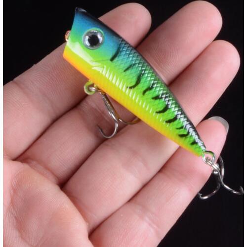 1pc Fishing Lure 6cm Fishing Tackle 6.4g Popper Lure Wobblers 5 Color Fishing Bait 6# Hook With 3D Eyes