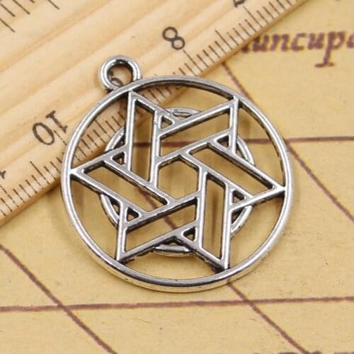 10pcs Charms Hexagram Star Of David Shield 33x29mm Antique Silver Pendants Making DIY Handmade Tibetan Silver Finding Jewelry